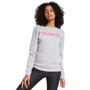 Hurley Logo Sweatshirt Gray Pink Gradient Graphic Soft Fleece Pullover – Size S